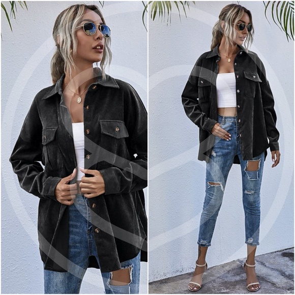 Dusty blue Corduroy light fall jacket - Picture 7 of 9